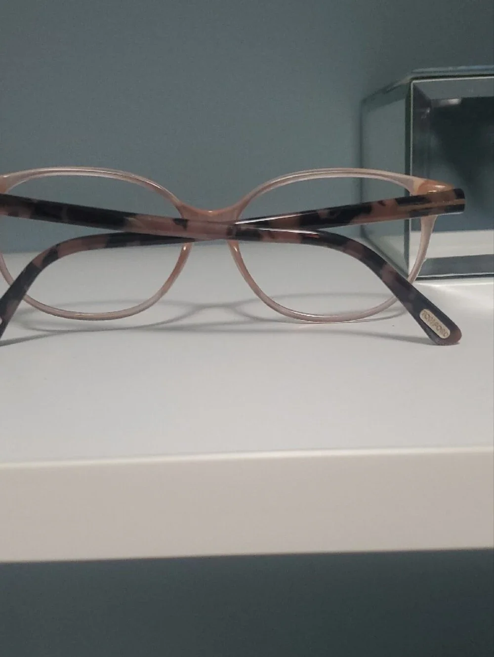 Tom Ford Women's Translucent PeachTone/Tortoise Rectangle Glasses